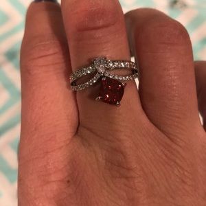 Red and white gem ring